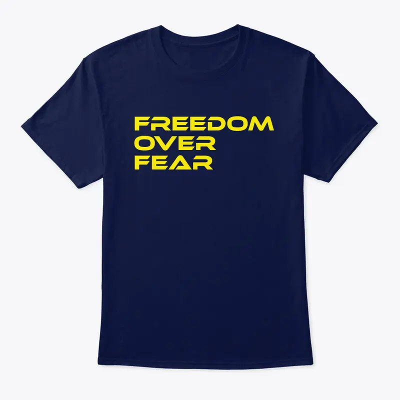 freedom over fear t-shirt navy/yellow